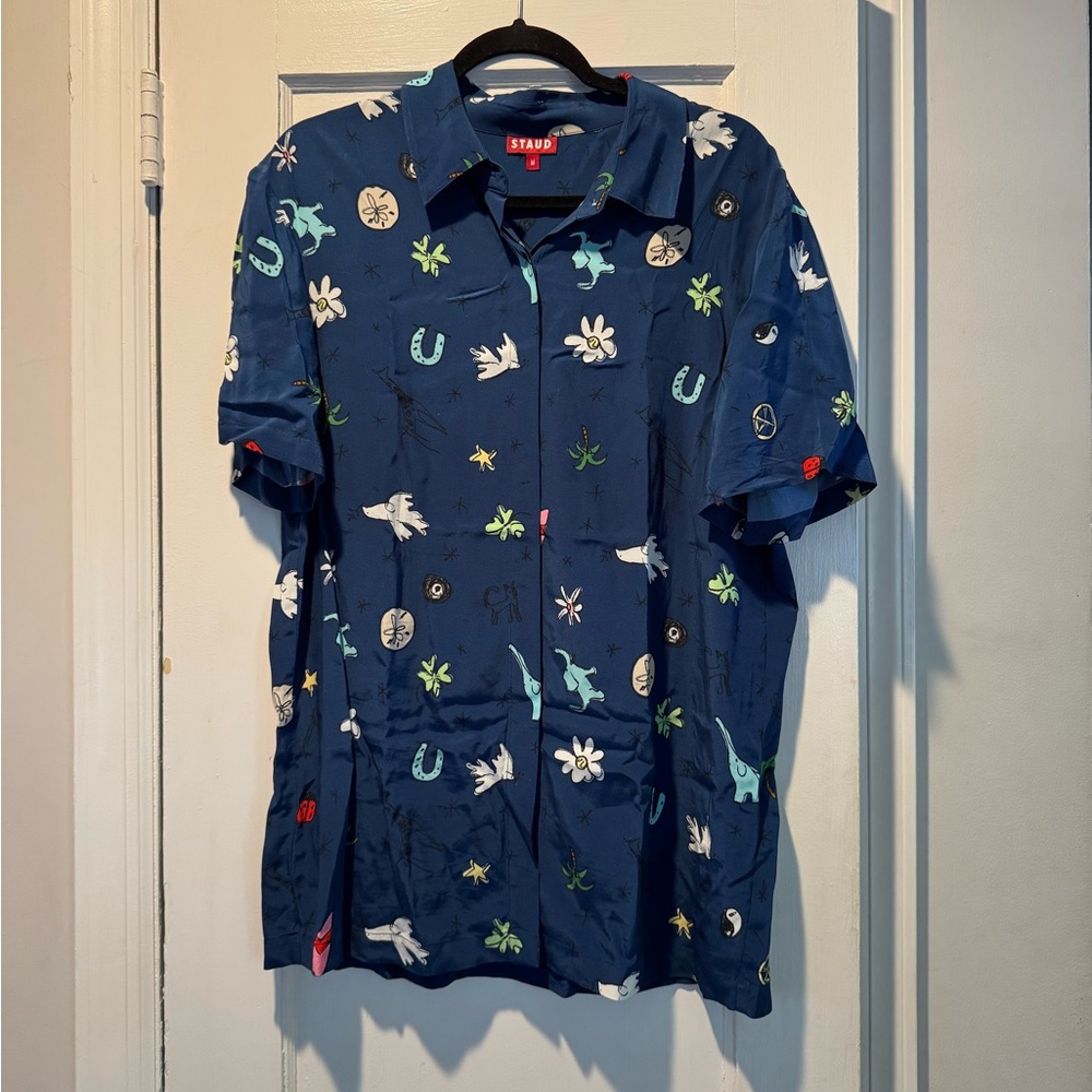 STAUD Navy Floral and Animal Print Men's Shirt